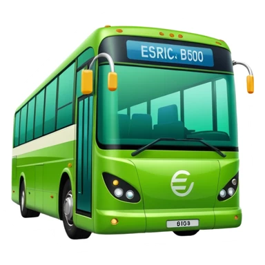 green electric bus with prominent zero euro banknote sticker
