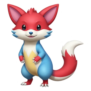 Colorful Painted Asian Cartoony Anime-styled Sneasel-Buizel-Zangoose-hybrid-fusion, full body sticker