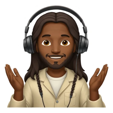 African American Jesus Christ  holding a pair of headphones sticker