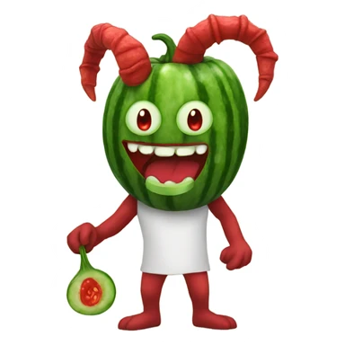 Red demon with cucumber  sticker