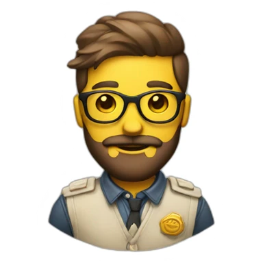 yellow skin hipster wearing badge sticker