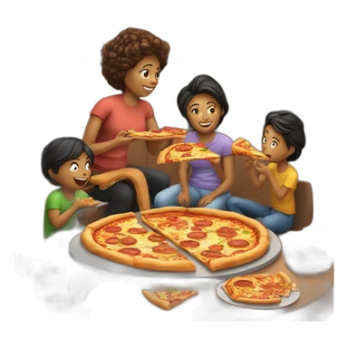 FAMILIA COMIENDO PIZZA sticker