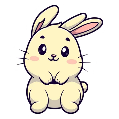 vanilla bunny typing fast, cheeks puffed sticker
