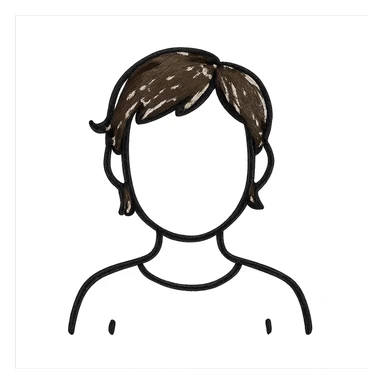 icon of a person with brown hair, minimalist style, transparent background sticker