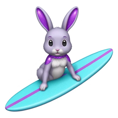 glitter gray bunny purple cian surf sticker