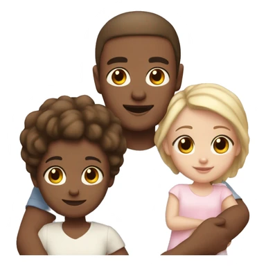 family of 3 with mom white skin dad light brown skin and white skin baby girl sticker