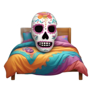 Colorful el muerte mask in the bed sticker