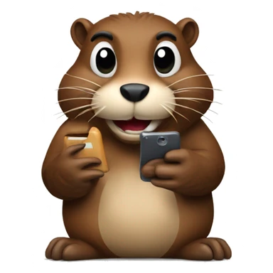 beaver holding a cell phone sticker