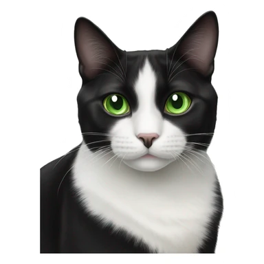 black and white tuxedo cat with green eyes sticker