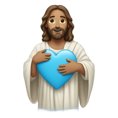 Jesus holding a baby blue heart  sticker