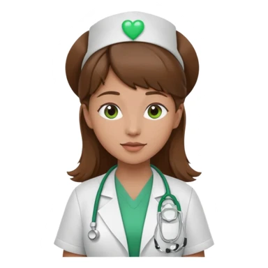 Brown hair Nurse with green heart and Gypsophila surround her  sticker