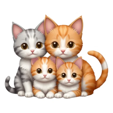 3 tiny kittens cuddling together all different colours, the first one is grey and white, the second is ginger and white and the third is brown tabby and white sticker