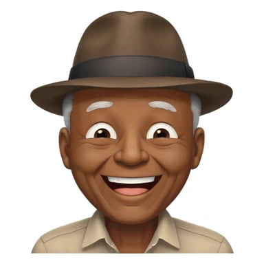 very old black man laughing wearing fedora. No hair. Eyes shut. sticker