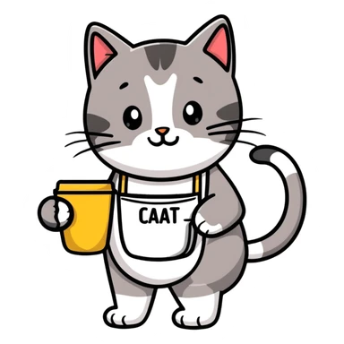 cat barista serving coffee sticker