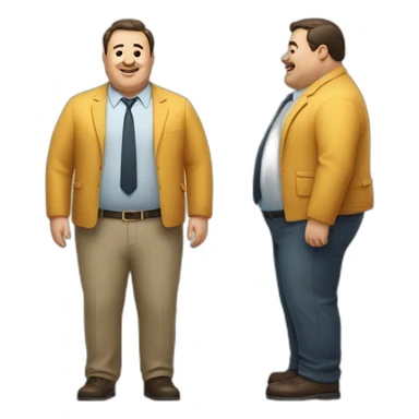 a fat man and a thin man in full growth sticker