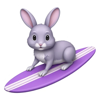 Gray Rabbit riding a purple surfboard sticker