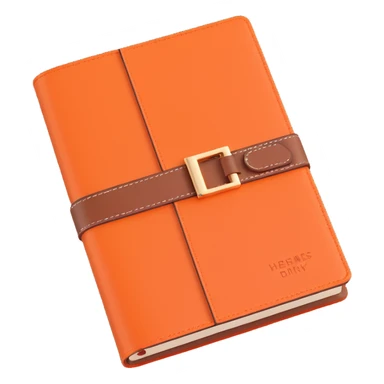 luxury orange diary, 3D, Hermès look, textured leather, no text sticker