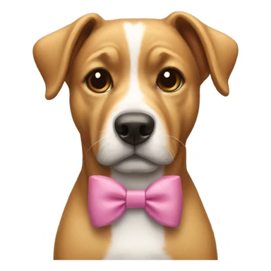 Dog wearing a bow sticker