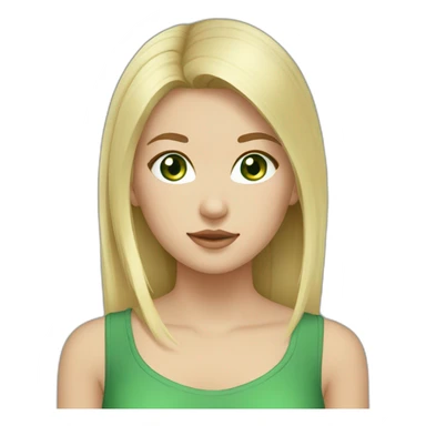 Girl blonde hair green eyes Mongolian face sticker