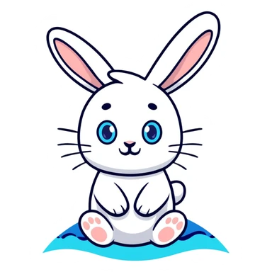 blue and white rabbit with ocean blue eyes sticker