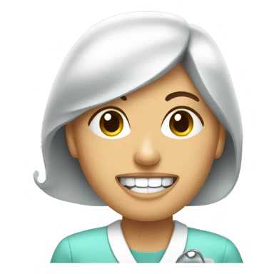 a woman in a dental chair sticker