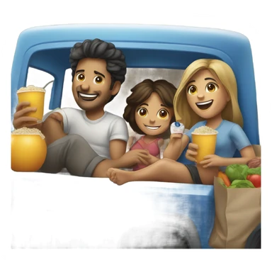Hispanic people enjoying an afternoon in a truck bed sticker