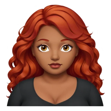Plus size red hair brown face small eyes long hair Asian eyes small eyes wavy hair eye lashes  sticker