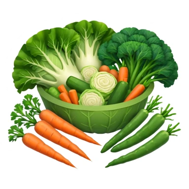 Mixed vegetables (chunks of cabbage, broccoli florets, green beans, sliced carrots, sliced zucchini) sticker