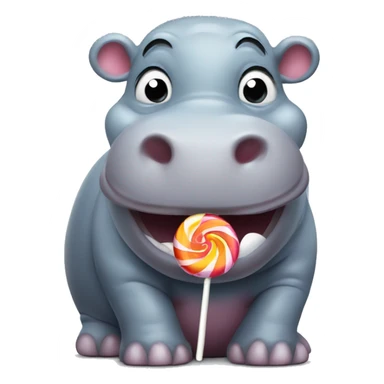 Smiling Hippo with lolly pop sticker