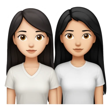 Dos mujeres juntas que una sea de color trigueña y de color blanca, cabello largo negro sea la de piel blanca y la de piel trigueña cabello castaño raya en medio, tengan polo blanco sticker