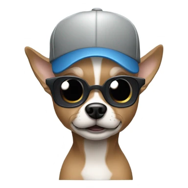 Man with blue eyes gray hair gray goatee wearing ball cap holding black long haired chihuahua sticker