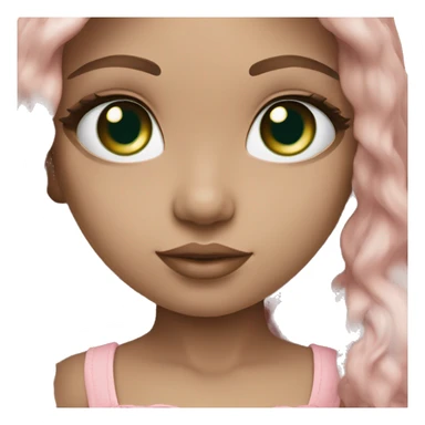 Forest green doll eyes, brown hair, feminine, pink, girl, angelic sticker