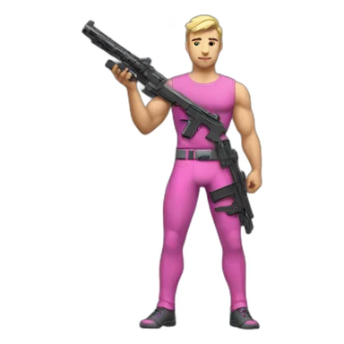 gay fitpose caucasianmale pink with gun sticker