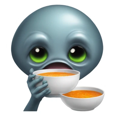 Alien eating soup sticker