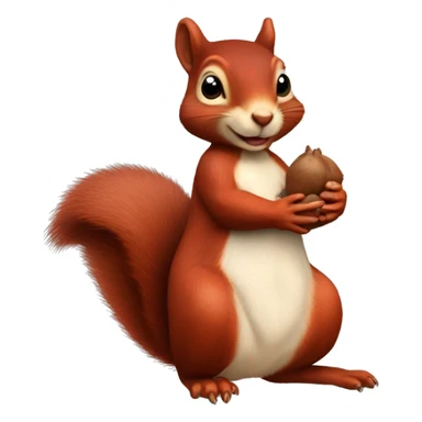  Realistic red Mama squirrel holding hand of child squirrel sticker