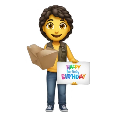 Person holding a sign that reads “Happy Birthday Priya” sticker