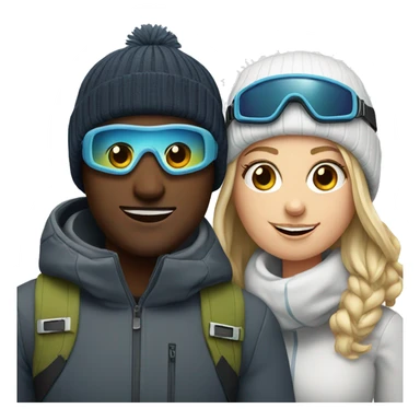 White Couple with ski goggles and beanie  sticker