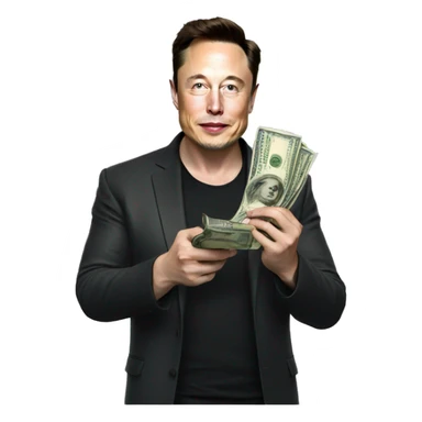 elon musk holding money sticker