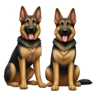 Two German shepherd dogs sitting full body sticker