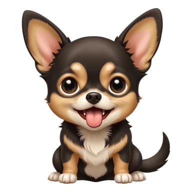 A high-resolution photo-realistic digital illustration of a cute black and tan chihuahua with big eyes yawning. sticker