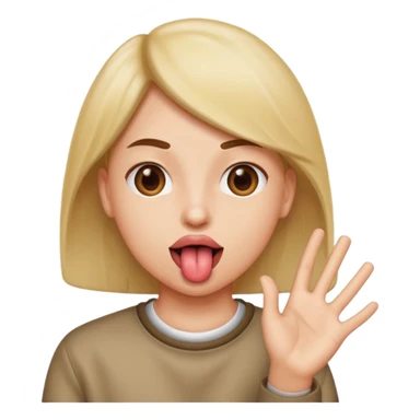 Tongue out with hand to side  sticker