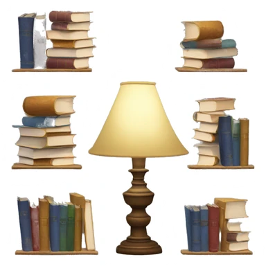 Lamp and stacks of books  sticker