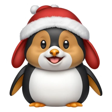 dog wearing a penguin hat sticker