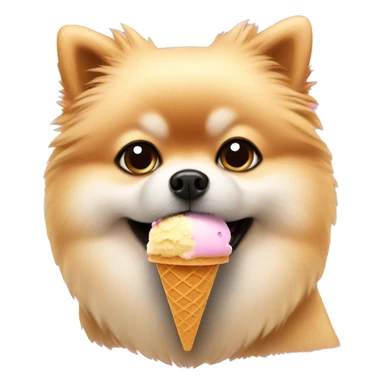 Pomeranian eating ice cream  sticker