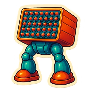 a 6x8 missile battery attached to robot legs sticker