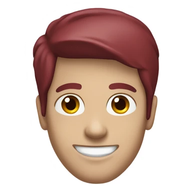 Guy smiling with white hoodie and maroon hair sticker