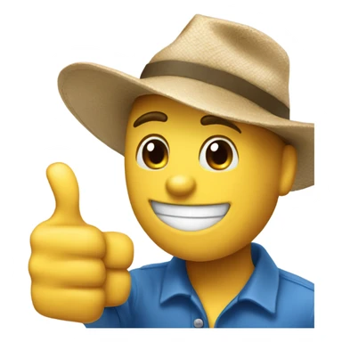 Blue thumbs up with a hat sticker