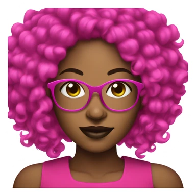 black women with earrings with fuchsia glasses with black curls happy sticker