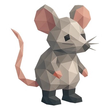 mouse emoji wearing black boots, low-poly polygonal style sticker