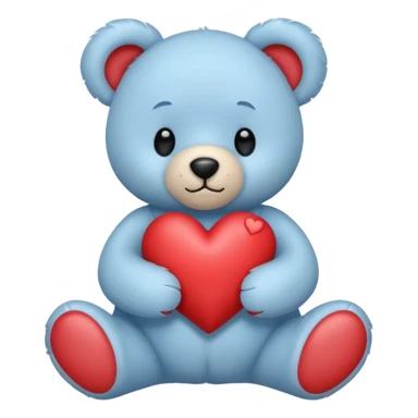 blue pastel teddy bear hold red heart sticker